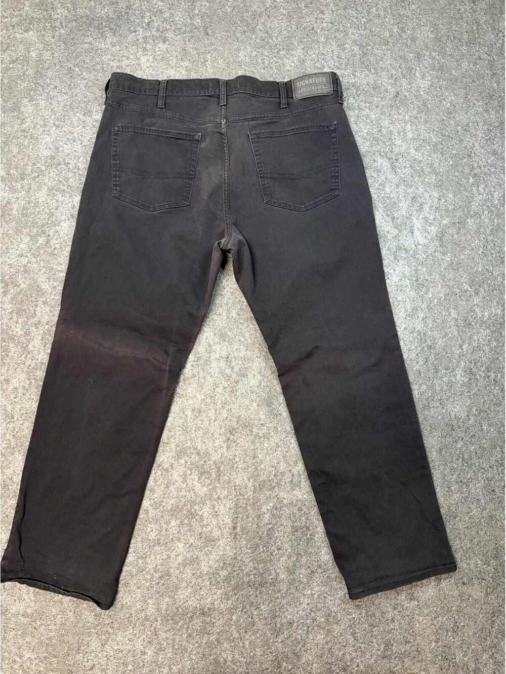 Signature Levi Strauss Athletic Jeans Mens 38x30 Black Stretch Denim Ripped Work